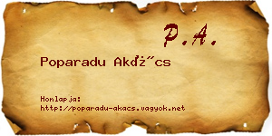 Poparadu Akács névjegykártya